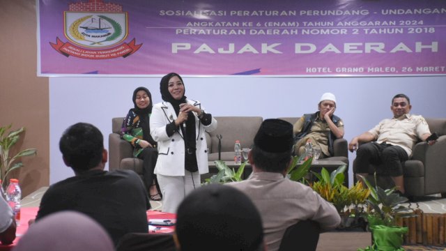 Anggota DPRD Makassar, Nunung Dasniar sosialisasi Pajak Daerah, di Hotel Maleo, Jl Pelita Raya, Selasa (26/3/2024).