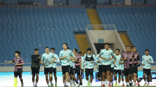 Timnas Indonesia menggelar latihan jelang hadapi Vietnam pada laga lanjutan Grup F putaran kedua Kualifikasi Piala Dunia 2026 Zona Asia di Stadion Nasional My Dinh, Hanoi, Selasa (26/3/2024). (PSSI)