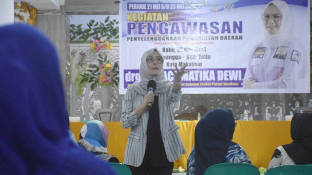 Ketua Komisi D DPRD Sulsel, Andi Rachmatika Dewi melaksanakan Pengawasan penyelenggaraan pemerintahan daerah dalam rangka monitoring APBD Sulsel di Kelurahan Suangga, Kecamatan Tallo, Makassar, Rabu (22/5/2024).