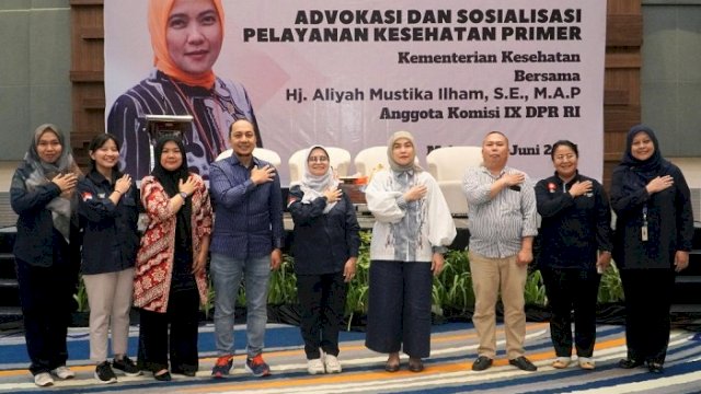 Anggota Komisi IX DPR RI Aliyah Mustika Ilham saat acara Advokasi dan Sosialisasi Pelayanan Kesehatan Primer di Hotel Four Points by Sheraton Makassar, Sabtu (1/6/2024). ()