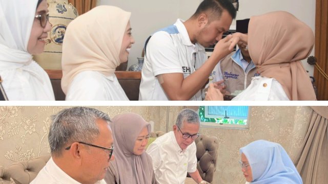 Pasangan calon Wali Kota dan Wakil Wali Kota Makassar, Andi Seto Asapa-Rezki Mulfiati Lutfi minta restu orang tua sebelum mendaftar ke KPU Makassar.
