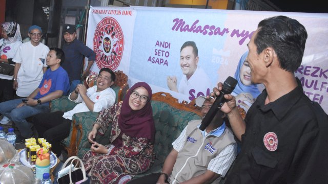 Calon Wakil Wali Kota Makassar nomor urut 2, Rezki Mulfiati Lutfi penuhi undangan silaturahmi Sahabat Lintas Ojek online (SLO), Minggu (6/10/2024).