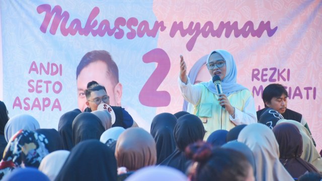 Wakil Wali Kota Makassar nomor urut 2, Rezki Mulfiati Lutfi silaturahmi bersama warga Manggala, Minggu (20/10/2024).