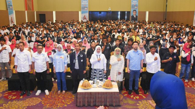 Calon Wali Kota Makassar nomor urut 2, Rezki Mulfiati Lutfi hadiri syukuran Spartan Anak Rakyat, di Hotel Claro, Minggu (3/11/2024).