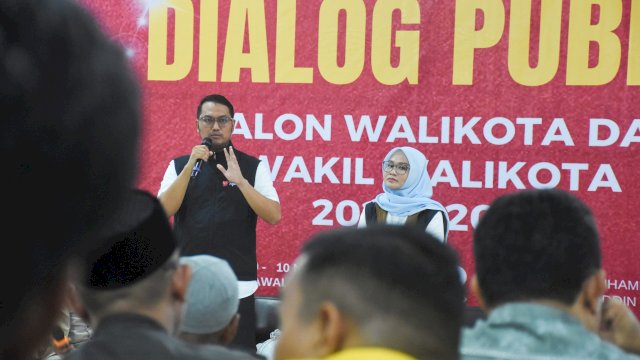 Pasangan Calon Wali Kota dan Wakil Wali Kota Makassar nomor urut 2, Andi Seto Asapa-Rezki Mulfiati Lutfi dialog publik, di Aula Fakultas Kedokteran Universitas Muhammadiyah (Unismuh) Makassar, Sabtu (9/11/2024).