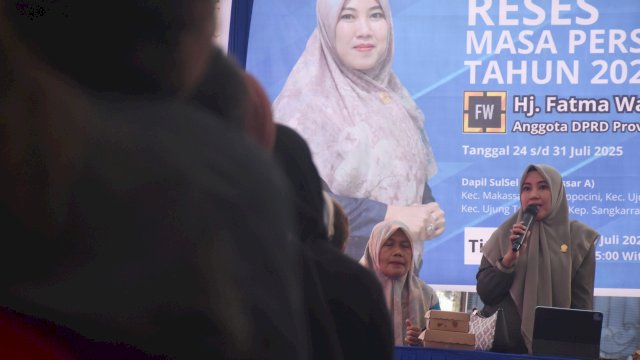 Ketua Fraksi Demokrat Sulsel, Fatma Wahyuddin serap Aspirasi Warga Baji Minasa 2, Kelurahan Tamarunang, Kecamatan Mariso, Kota Makassar, Sabtu (26/7/2025).