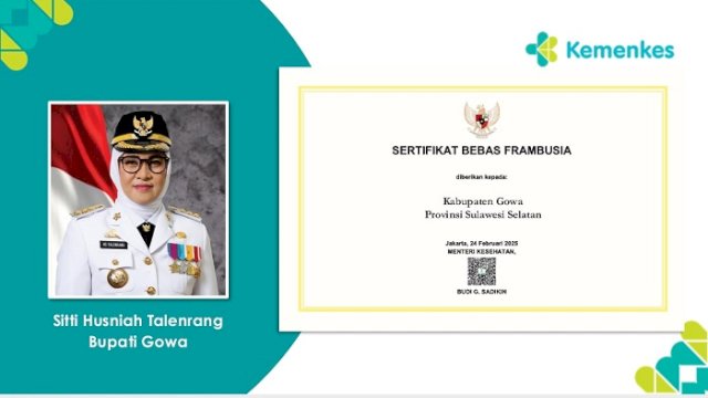 Kabupaten Gowa Raih Sertifikat Bebas Frambusia dari Kemenkes