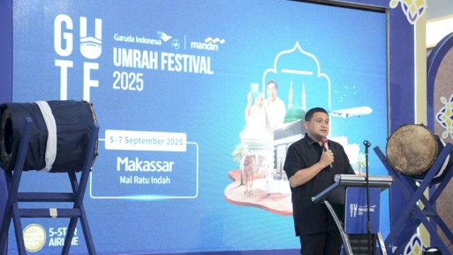 Walikota Makassar, Munafri Arifuddin, menghadiri pembukaan Garuda Indonesia Umrah Travel Festival (BUFF) 2025 di Mall Ratu Indah, Jumat (5/9/2025).