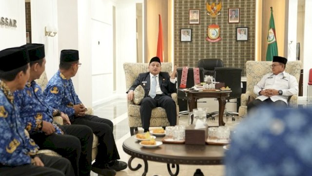 Walikota Makassar, Munafri Arifuddin, menerima audiensi pimpinan baru Kantor Kementerian Agama (Kemenag) Kota Makassar, di Balai Kota Makassar, Senin (10/11/2025).