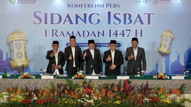 Konferensi pers hasil Sidang Isbat penetapan 1 Ramadan 1447 H. (dok. kemenag)