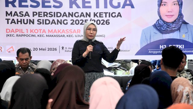 Anggota DPRD Makassar, Rezki serap aspirasi warga saat reses di Kelurahan Maccini Parang, Kecamatan Makassar pada Rabu (20/5/2026).
