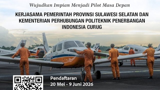 Pemprov Sulsel Buka Beasiswa Pilot 2026, Pendaftaran Mulai 20 Mei, Ini Syaratnya